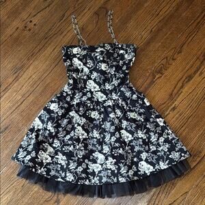 Betsy Johnson women’s XS black white tulle fit and flare skull print mini dress